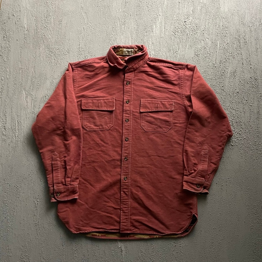 Vintage Aztec Lined Canvas Button Up Shirt Mens Medium Burgundy 90s LL Bean